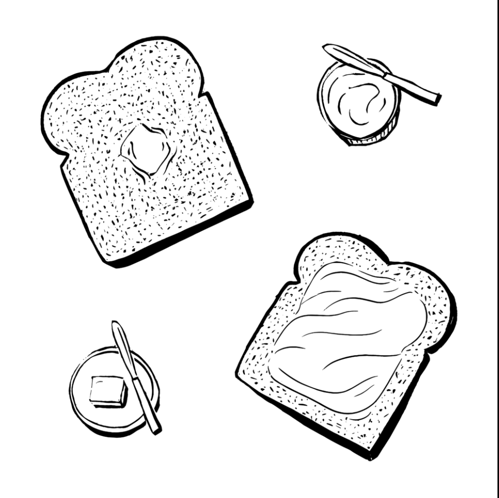 illustration of bread slices and spread